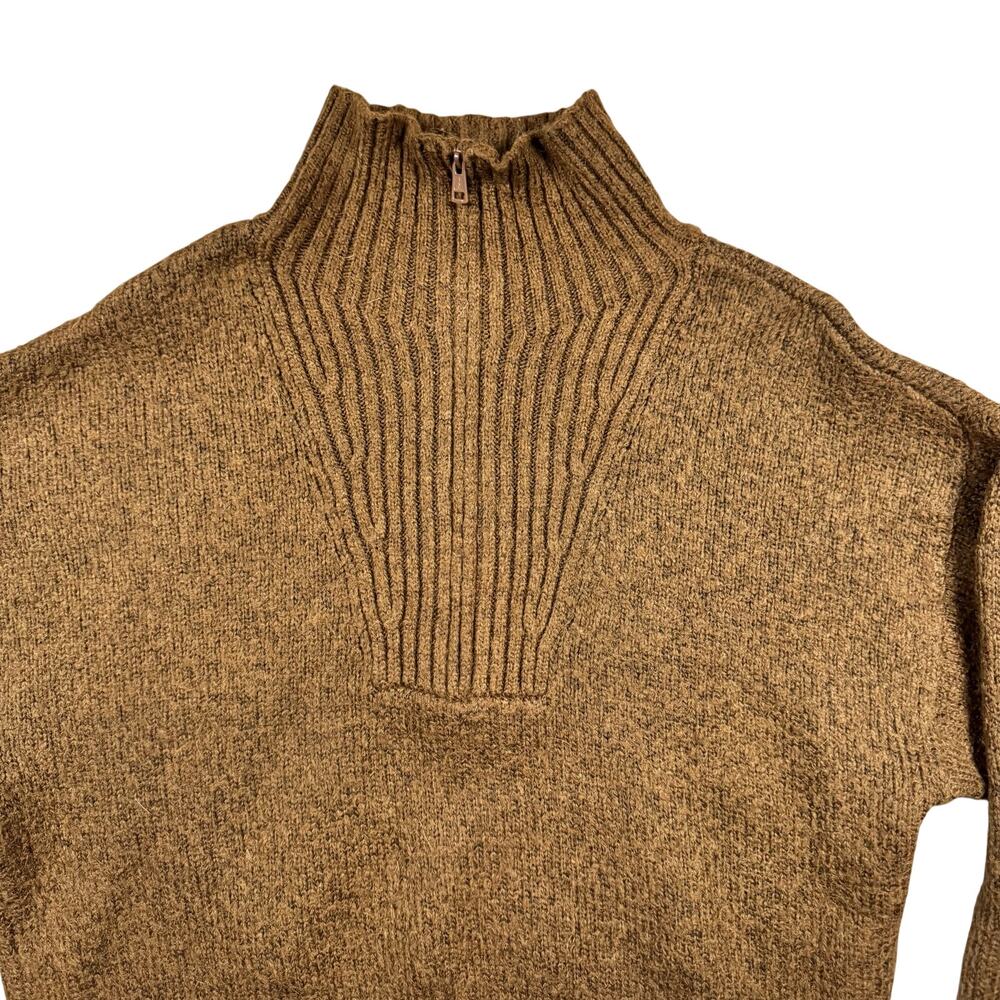 Vintage Y2K American Eagle Women's Brown Wool Blend Quarter Zip Sweater- Size XL - Picture 3 of 9